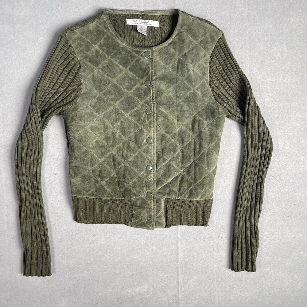Uniform John Paul Richard Suede Pull Over Sweater Women Green Large Crop Top